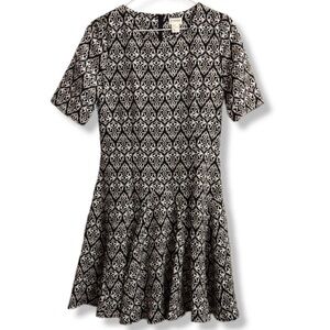 H&M Conscious Collection Black and White Fit and Flare Mini Dress Crew Neck